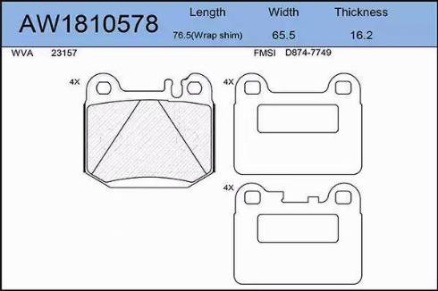 Aywiparts AW1810578 - Комплект спирачно феродо, дискови спирачки vvparts.bg