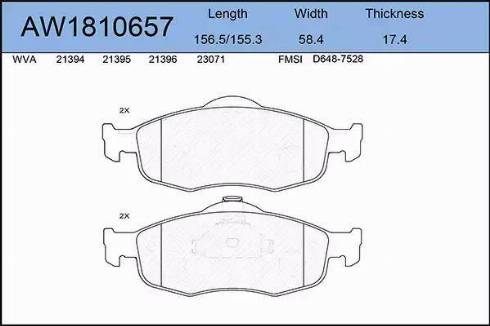 Aywiparts AW1810657 - Комплект спирачно феродо, дискови спирачки vvparts.bg