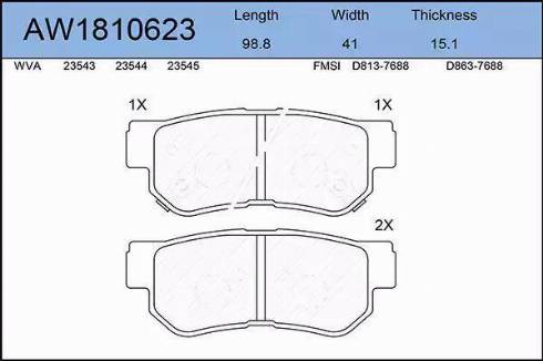 Aywiparts AW1810623 - Комплект спирачно феродо, дискови спирачки vvparts.bg