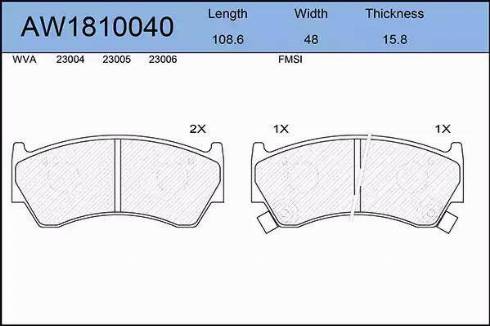 Aywiparts AW1810040 - Комплект спирачно феродо, дискови спирачки vvparts.bg