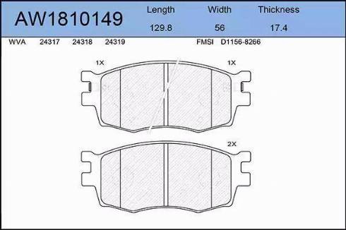 Aywiparts AW1810149 - Комплект спирачно феродо, дискови спирачки vvparts.bg