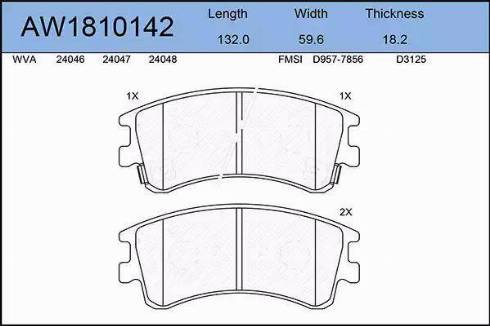 Aywiparts AW1810142 - Комплект спирачно феродо, дискови спирачки vvparts.bg