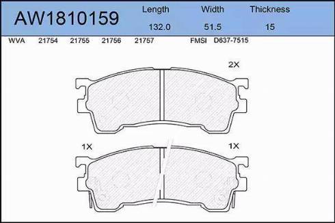 Aywiparts AW1810159 - Комплект спирачно феродо, дискови спирачки vvparts.bg