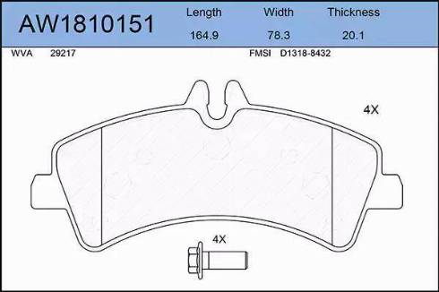 Aywiparts AW1810151 - Комплект спирачно феродо, дискови спирачки vvparts.bg