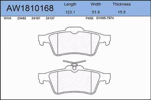 Aywiparts AW1810168 - Комплект спирачно феродо, дискови спирачки vvparts.bg