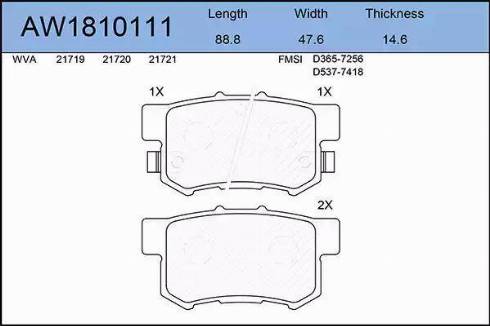 Aywiparts AW1810111 - Комплект спирачно феродо, дискови спирачки vvparts.bg