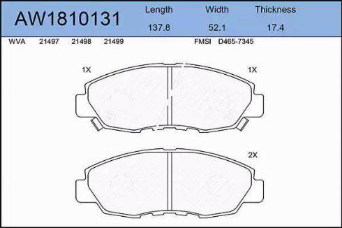 Aywiparts AW1810131 - Комплект спирачно феродо, дискови спирачки vvparts.bg