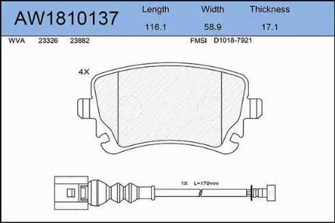 Aywiparts AW1810137 - Комплект спирачно феродо, дискови спирачки vvparts.bg