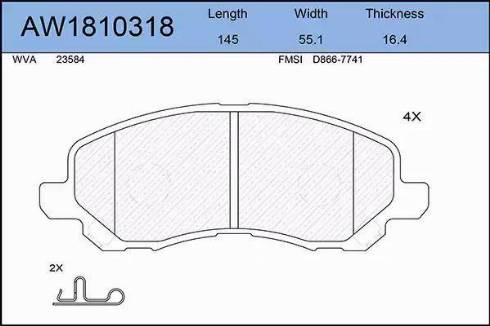 Aywiparts AW1810318 - Комплект спирачно феродо, дискови спирачки vvparts.bg