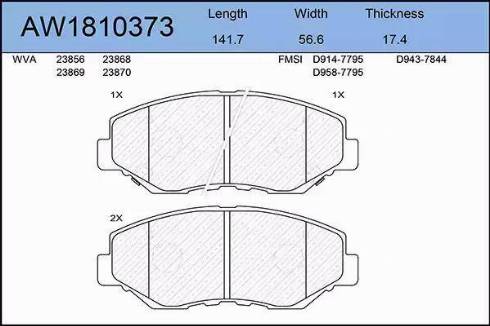 Aywiparts AW1810373 - Комплект спирачно феродо, дискови спирачки vvparts.bg