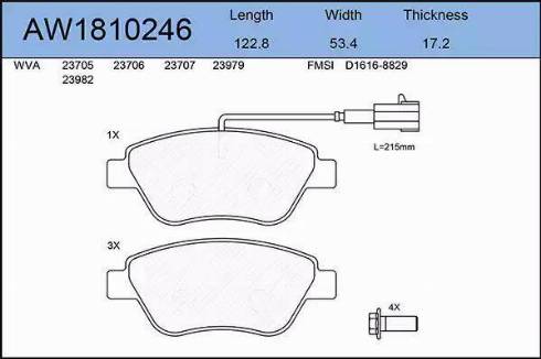 Aywiparts AW1810246 - Комплект спирачно феродо, дискови спирачки vvparts.bg