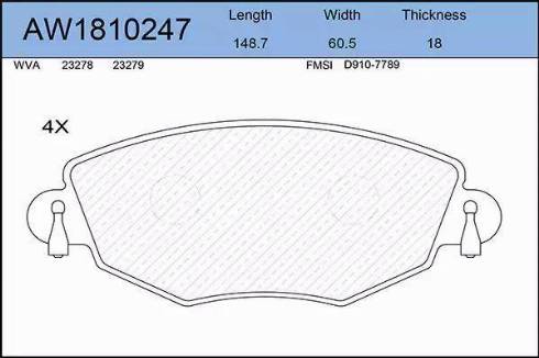 Aywiparts AW1810247 - Комплект спирачно феродо, дискови спирачки vvparts.bg