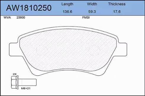 Aywiparts AW1810250 - Комплект спирачно феродо, дискови спирачки vvparts.bg