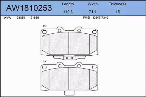 Aywiparts AW1810253 - Комплект спирачно феродо, дискови спирачки vvparts.bg