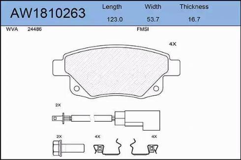 Aywiparts AW1810263 - Комплект спирачно феродо, дискови спирачки vvparts.bg