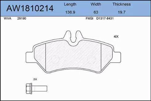 Aywiparts AW1810214 - Комплект спирачно феродо, дискови спирачки vvparts.bg