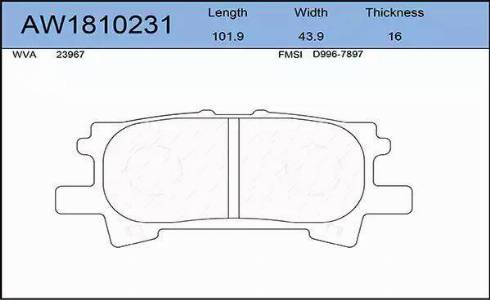 Aywiparts AW1810231 - Комплект спирачно феродо, дискови спирачки vvparts.bg