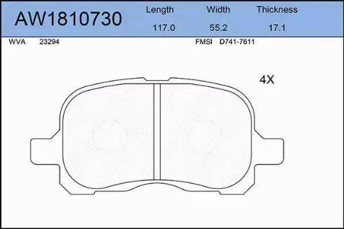 Aywiparts AW1810730 - Комплект спирачно феродо, дискови спирачки vvparts.bg