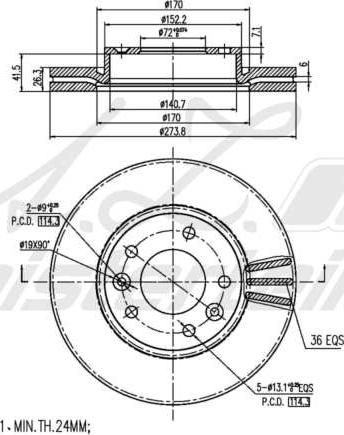 A.Z. Meisterteile AZMT-44-024-2055 - Спирачен диск vvparts.bg