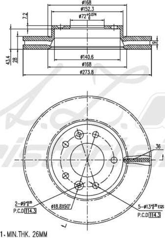 A.Z. Meisterteile AZMT-44-024-2028 - Спирачен диск vvparts.bg