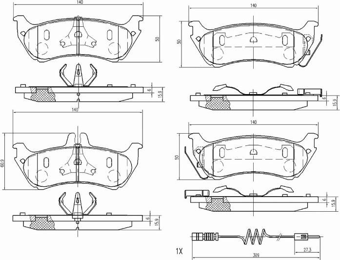 A.Z. Meisterteile AZMT-44-022-1163 - Комплект спирачно феродо, дискови спирачки vvparts.bg