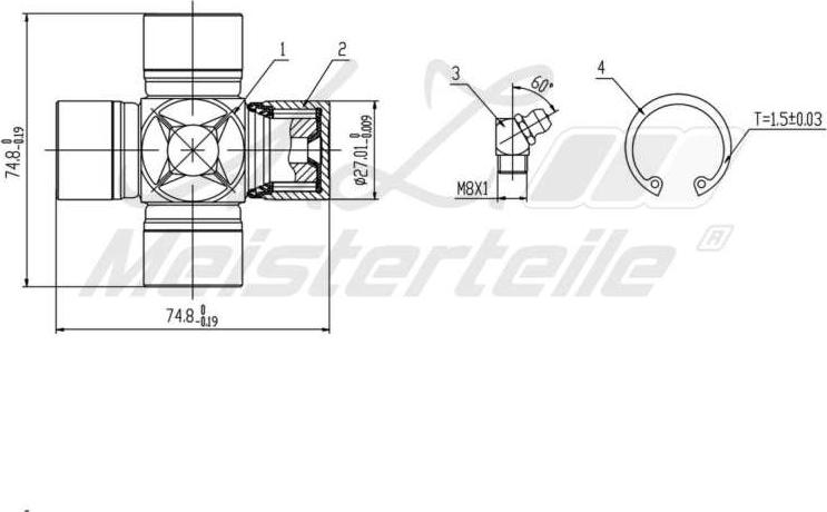 A.Z. Meisterteile AZMT-42-041-1008 - Шарнирно съединение, карданен вал vvparts.bg