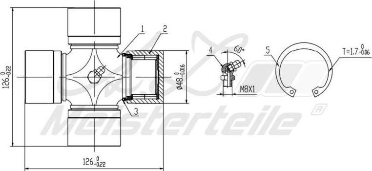 A.Z. Meisterteile AZMT-42-041-1071 - Шарнирно съединение, карданен вал vvparts.bg