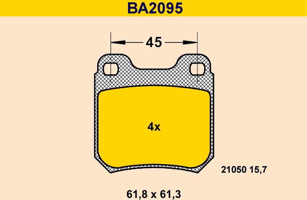 Barum BA2095 - Комплект спирачно феродо, дискови спирачки vvparts.bg