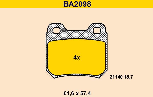Barum BA2098 - Комплект спирачно феродо, дискови спирачки vvparts.bg