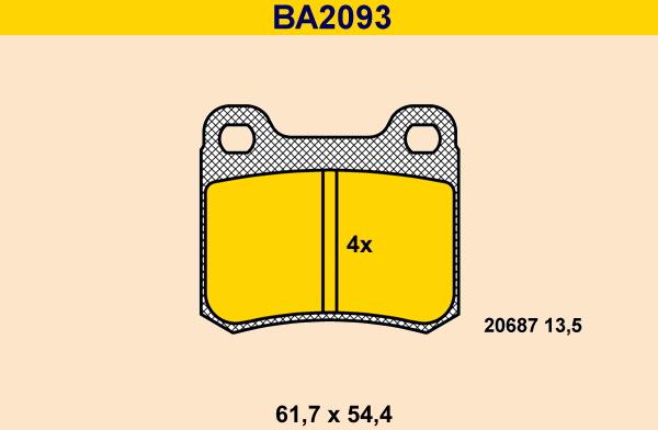 Barum BA2093 - Комплект спирачно феродо, дискови спирачки vvparts.bg