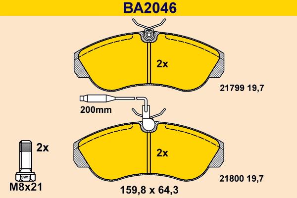 Barum BA2046 - Комплект спирачно феродо, дискови спирачки vvparts.bg