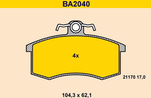 Barum BA2040 - Комплект спирачно феродо, дискови спирачки vvparts.bg