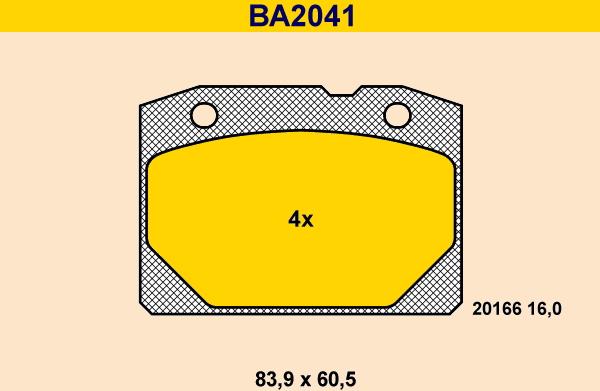 Barum BA2041 - Комплект спирачно феродо, дискови спирачки vvparts.bg