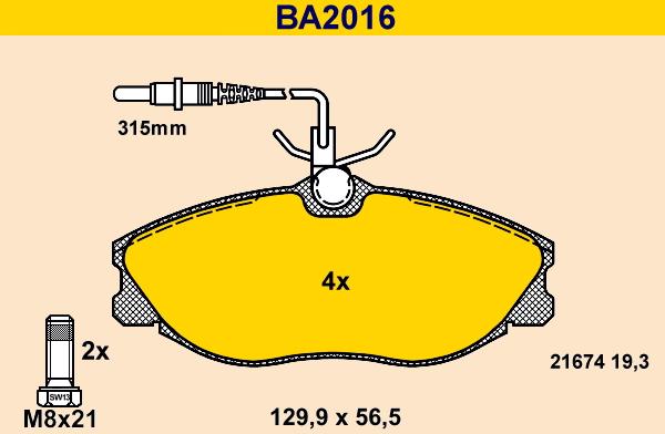 Barum BA2016 - Комплект спирачно феродо, дискови спирачки vvparts.bg