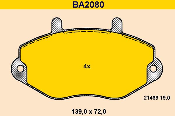 Barum BA2080 - Комплект спирачно феродо, дискови спирачки vvparts.bg