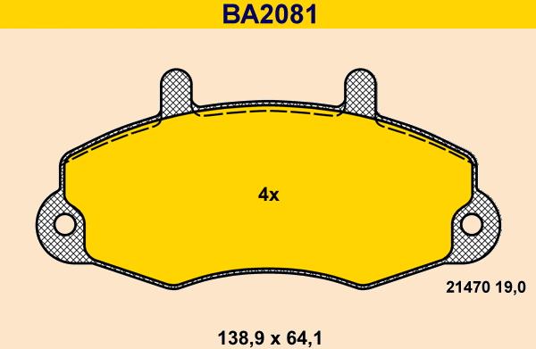 Barum BA2081 - Комплект спирачно феродо, дискови спирачки vvparts.bg