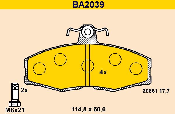 Barum BA2039 - Комплект спирачно феродо, дискови спирачки vvparts.bg