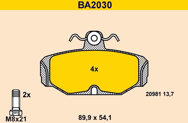 Barum BA2030 - Комплект спирачно феродо, дискови спирачки vvparts.bg