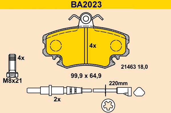 Barum BA2023 - Комплект спирачно феродо, дискови спирачки vvparts.bg