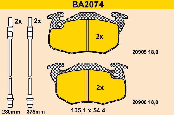 Barum BA2074 - Комплект спирачно феродо, дискови спирачки vvparts.bg