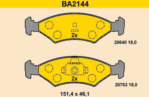 Barum BA2144 - Комплект спирачно феродо, дискови спирачки vvparts.bg