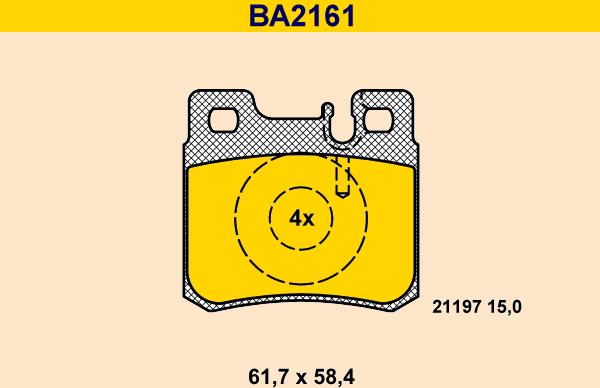 Barum BA2161 - Комплект спирачно феродо, дискови спирачки vvparts.bg