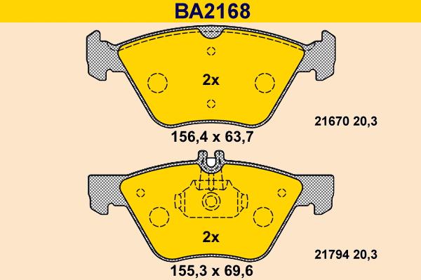 Barum BA2168 - Комплект спирачно феродо, дискови спирачки vvparts.bg