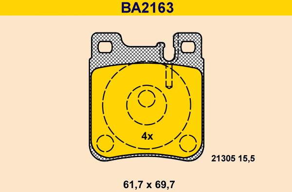 Barum BA2163 - Комплект спирачно феродо, дискови спирачки vvparts.bg