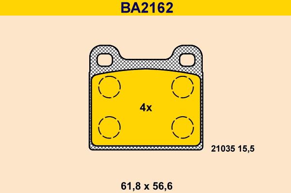 Barum BA2162 - Комплект спирачно феродо, дискови спирачки vvparts.bg