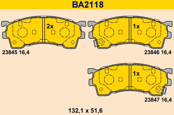 Barum BA2118 - Комплект спирачно феродо, дискови спирачки vvparts.bg