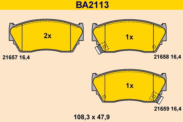 Barum BA2113 - Комплект спирачно феродо, дискови спирачки vvparts.bg