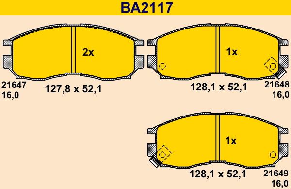 Barum BA2117 - Комплект спирачно феродо, дискови спирачки vvparts.bg