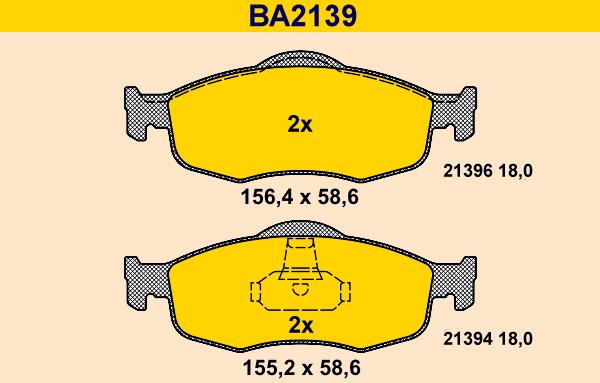 Barum BA2139 - Комплект спирачно феродо, дискови спирачки vvparts.bg