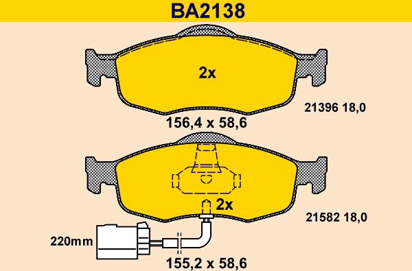 Barum BA2138 - Комплект спирачно феродо, дискови спирачки vvparts.bg
